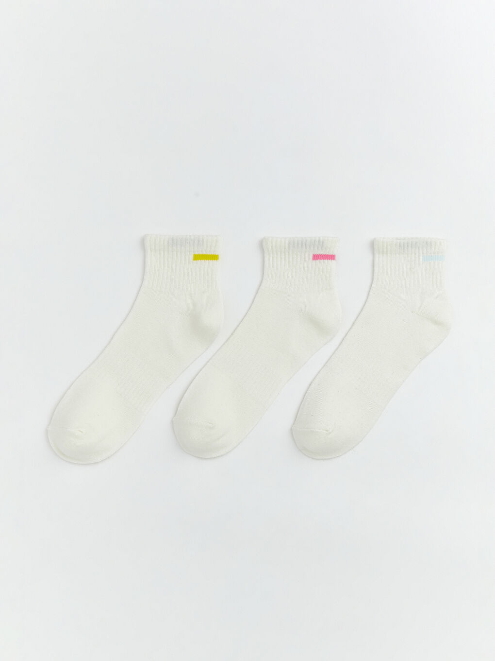 Beyaz Çizgili Kadın Patik Çorap 3'lü