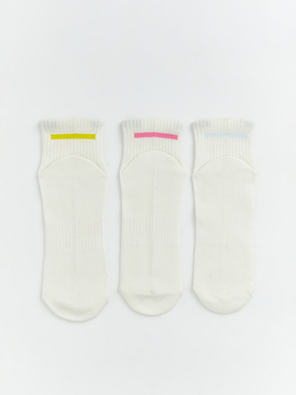 Beyaz Çizgili Kadın Patik Çorap 3'lü-1