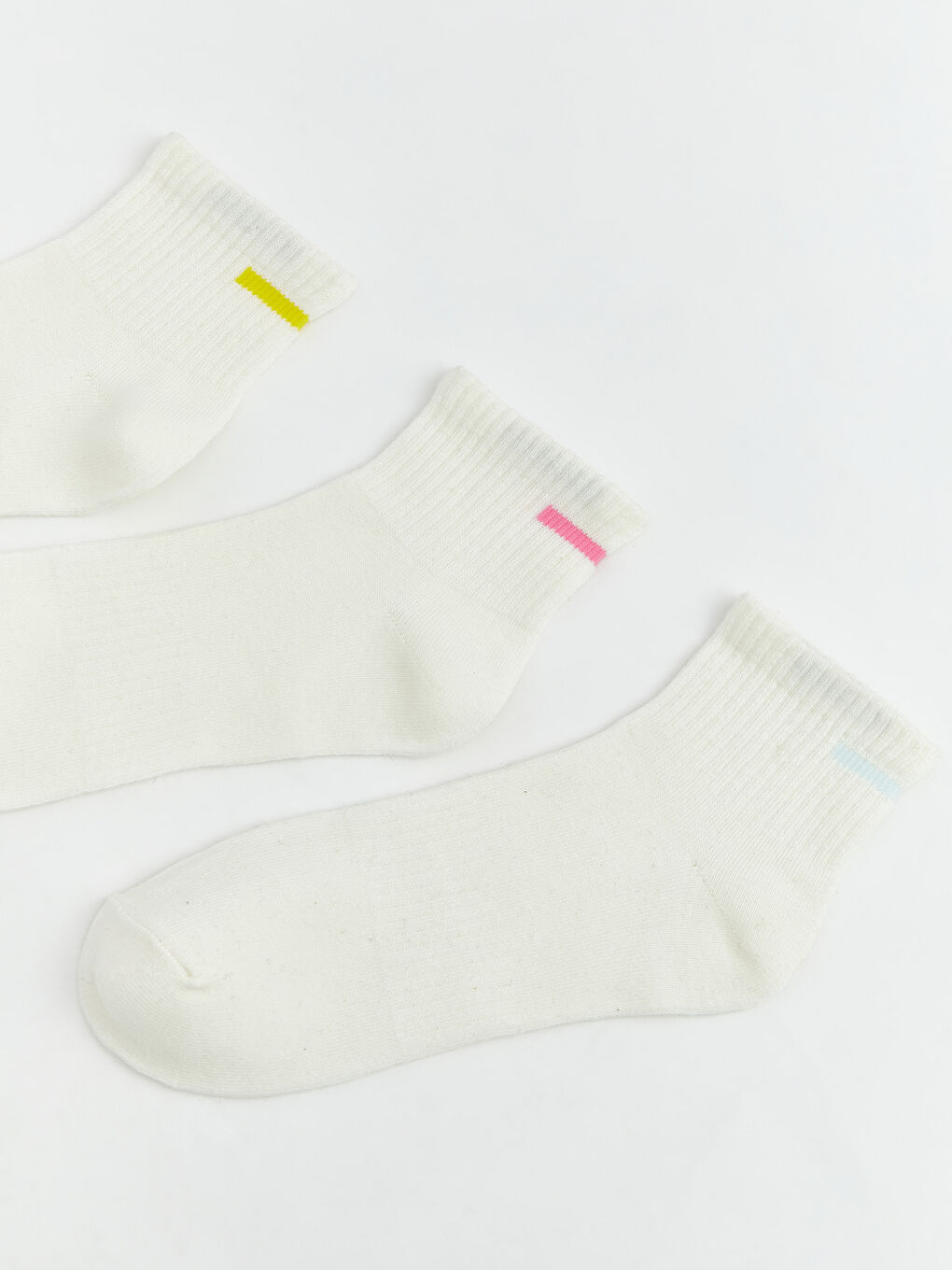 Beyaz Çizgili Kadın Patik Çorap 3'lü-2