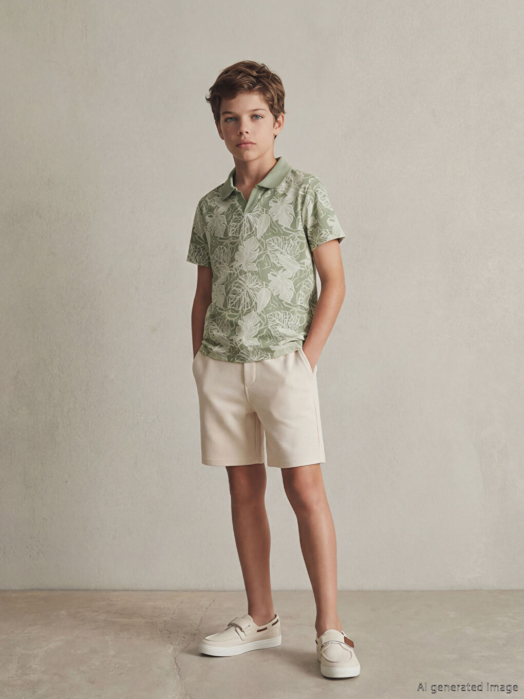 تيشيرت وشورت بنمط ياقة بولو للأولاد-1