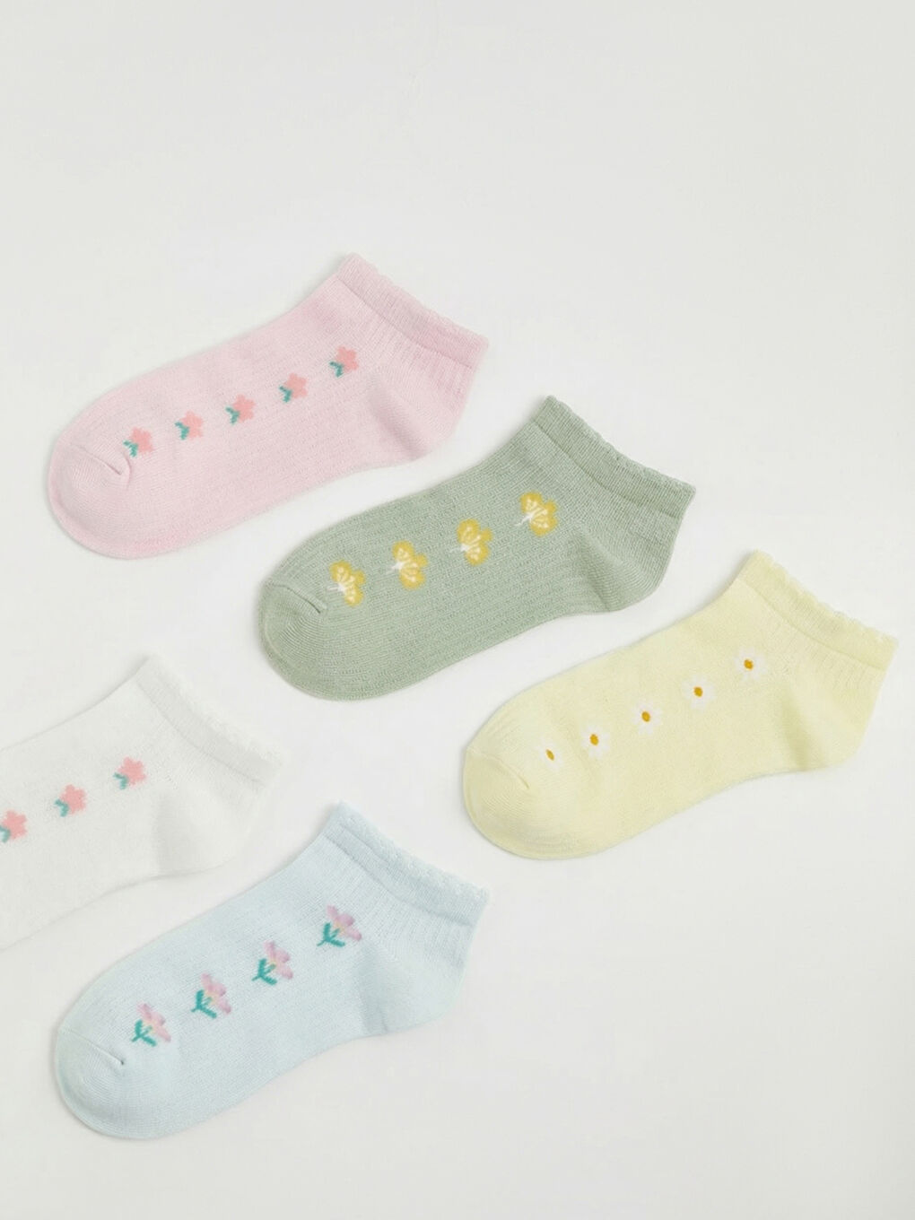 Ekru Desenli Kadın Patik Çorap 5'li-1