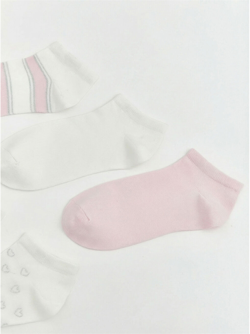 Ekru Desenli Kadın Patik Çorap 5'li -1