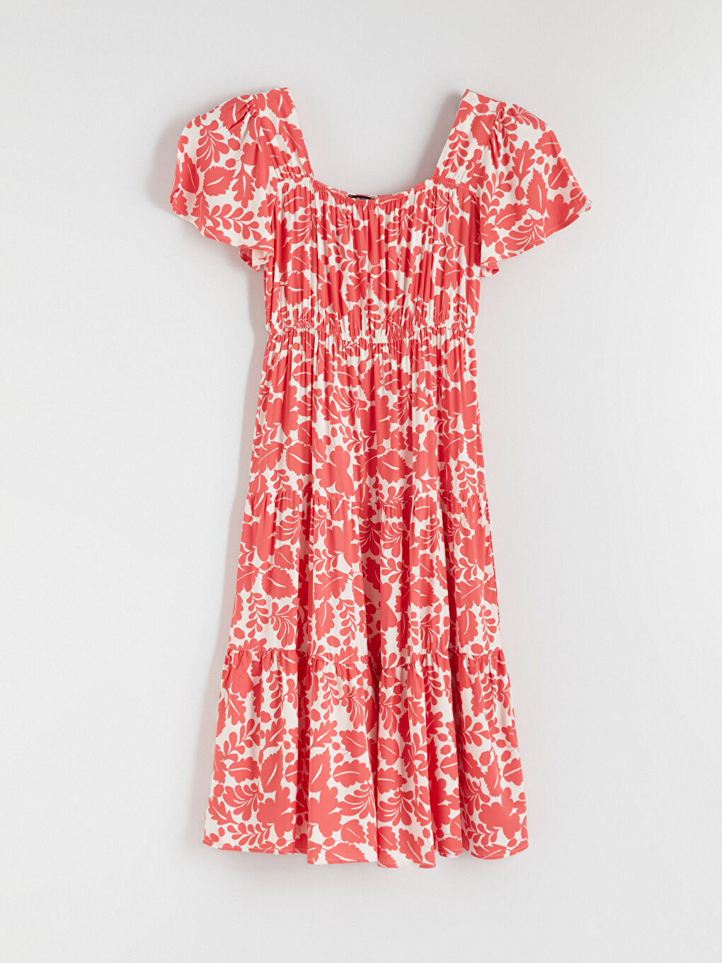 Rochie Maternitate Femei cu Talie Ajustată și Model Floral, Guler Pătrat-4