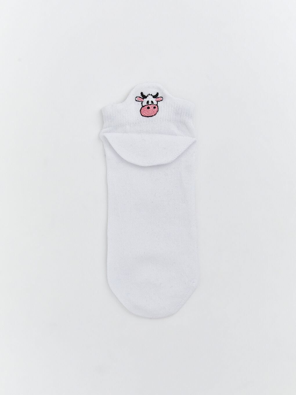 Beyaz Desenli Kadın Patik Çorap 5'li-2