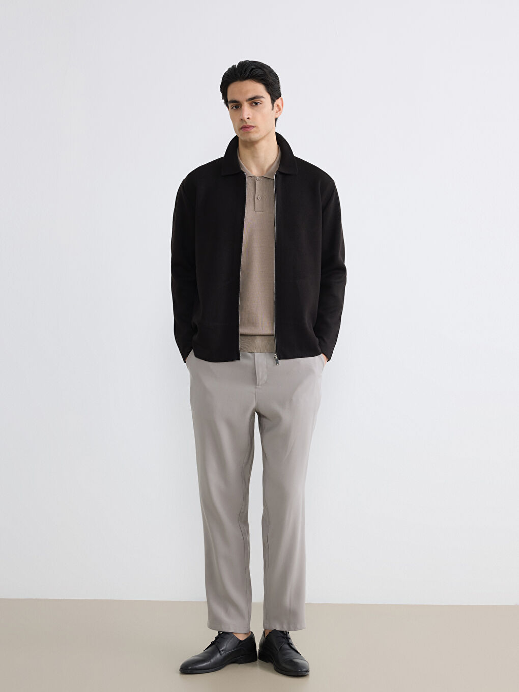 Standard Fit Polo Neck Men's Knitwear Cardigan-1