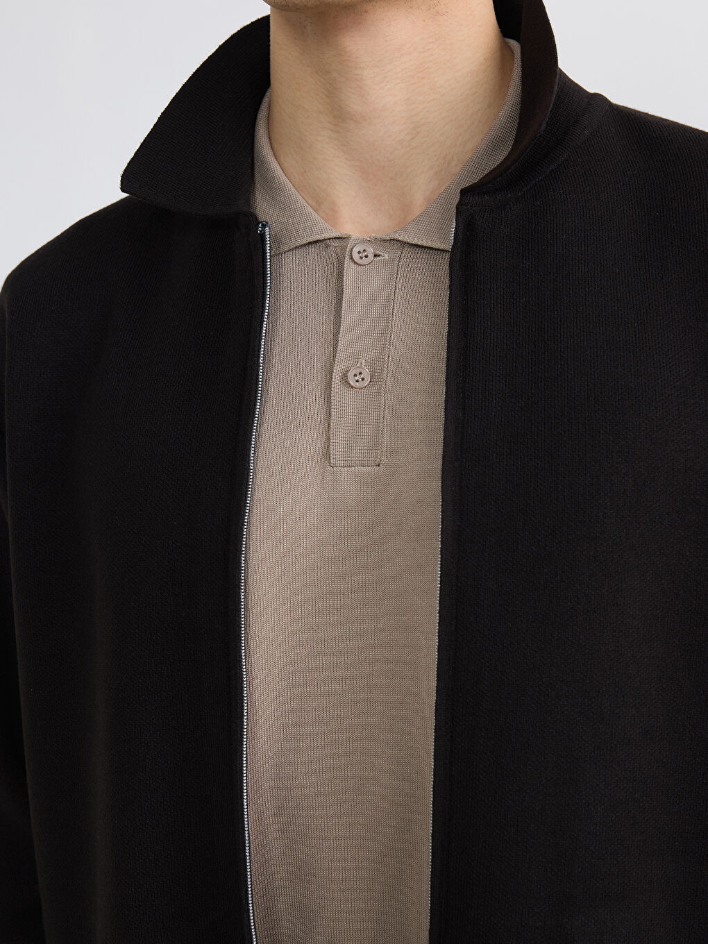 Standard Fit Polo Neck Men's Knitwear Cardigan-2