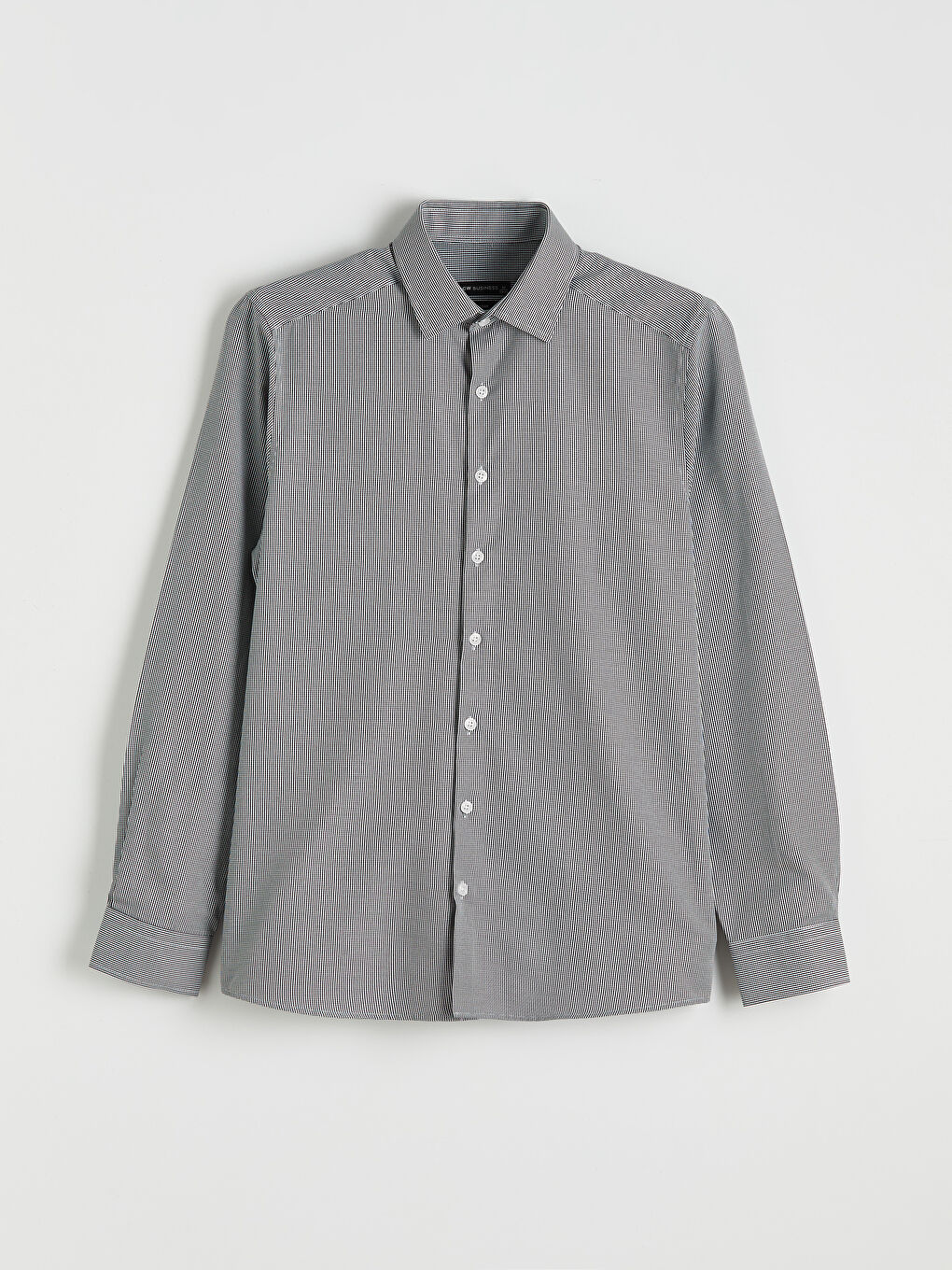 Siyah Slim Fit Ekose Erkek Gömlek