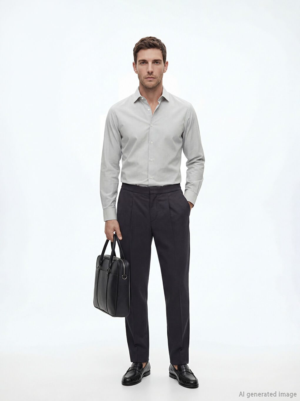 Gri Slim Fit Ekose Erkek Gömlek-1