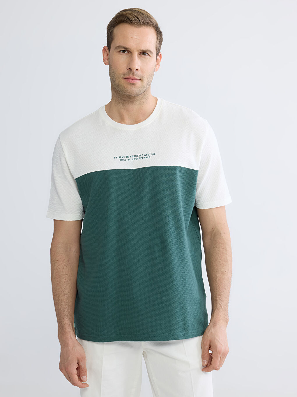 Crew Neck Short Sleeve Color Block Men's T-Shirt-4