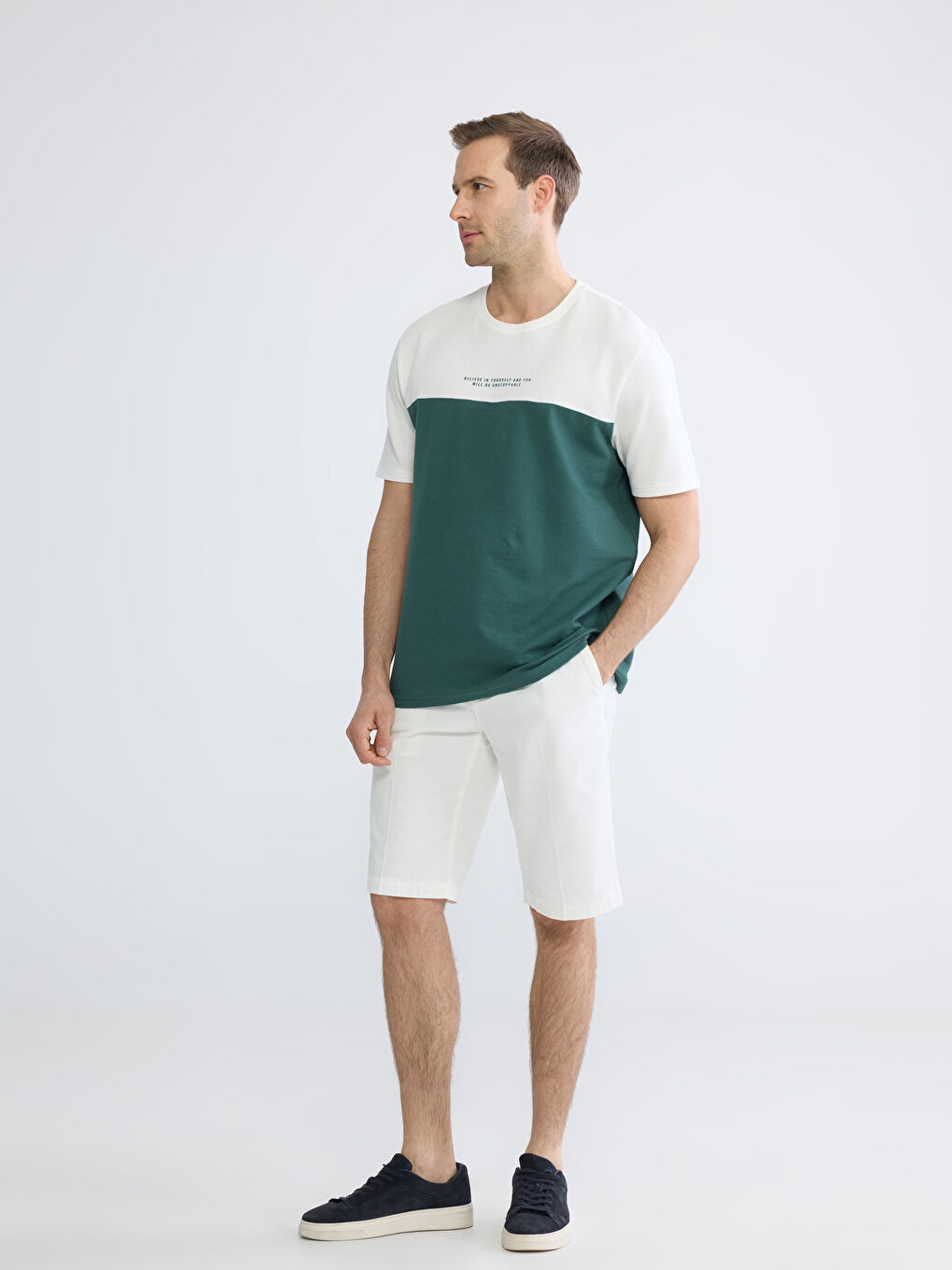 Crew Neck Short Sleeve Color Block Men's T-Shirt-5