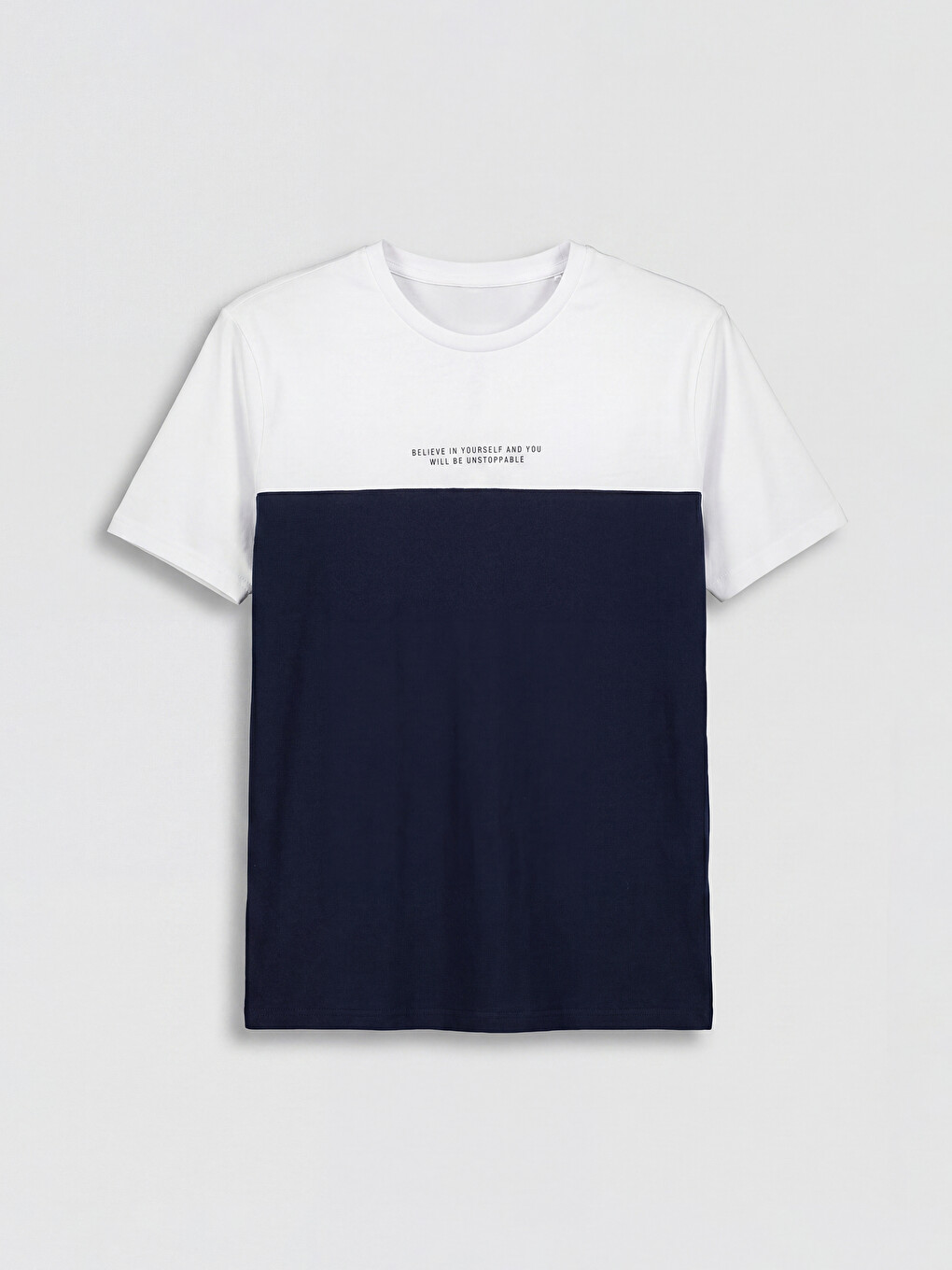 Tricou Bărbătesc Mânecă Scurtă Guler Rotund Bloc De Culoare-4