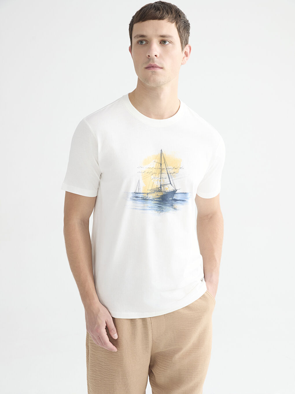 Plus Size Crew Neck Printed Cotton Men's T-Shirt