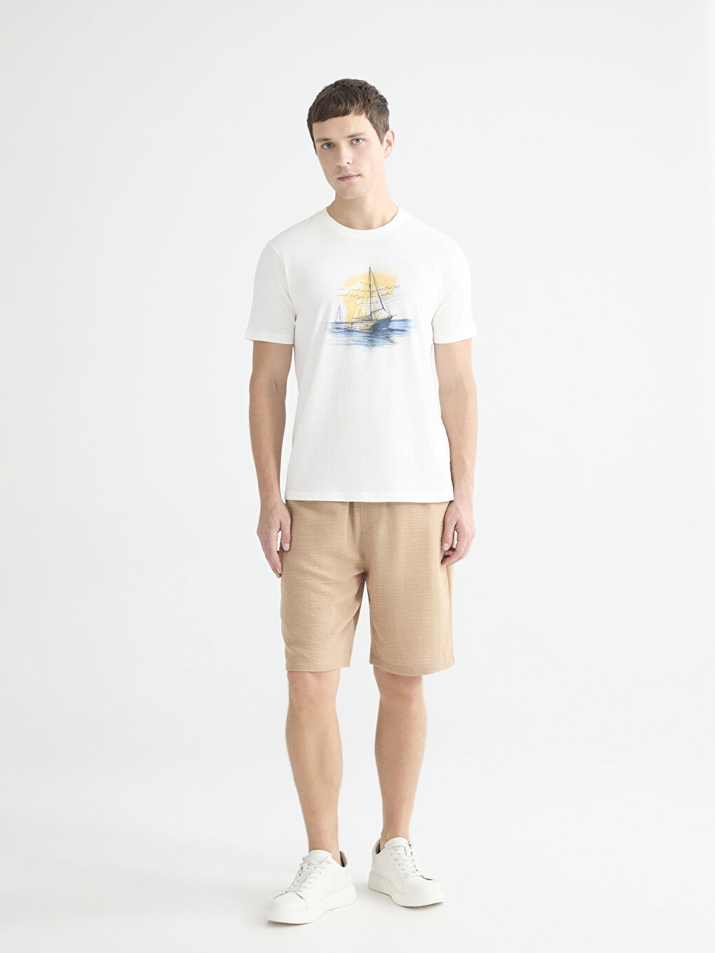 Plus Size Crew Neck Printed Cotton Men's T-Shirt-1