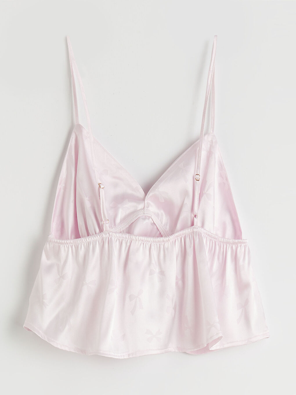 Pembe V Yaka Saten Kadın Şortlu Pijama Takımı-2