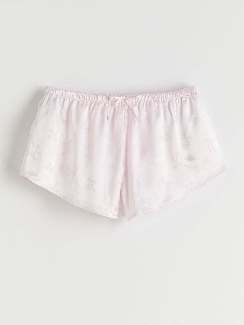 Pembe V Yaka Saten Kadın Şortlu Pijama Takımı-3