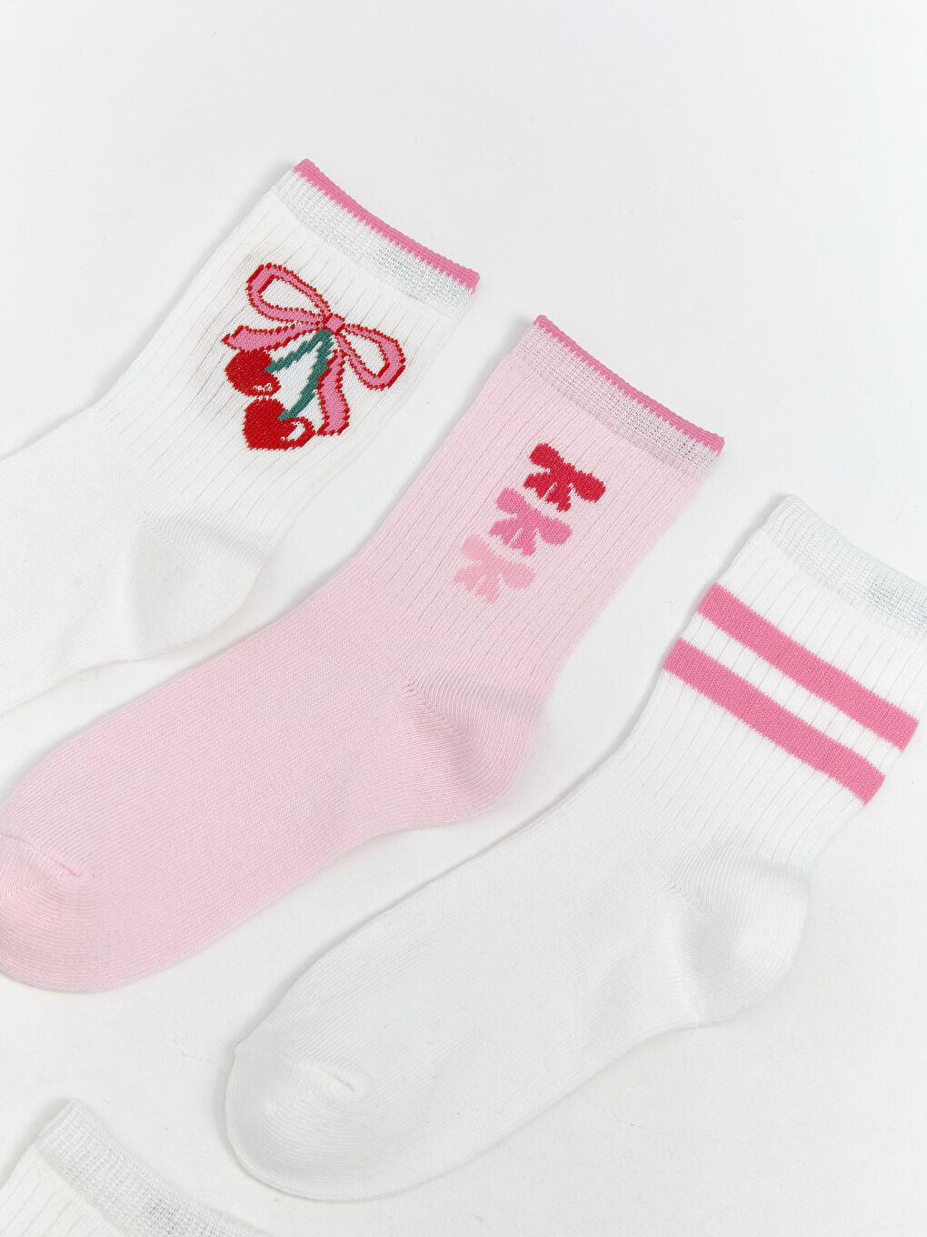 Ekru Desenli Kız Çocuk Soket Çorap 5'li-1