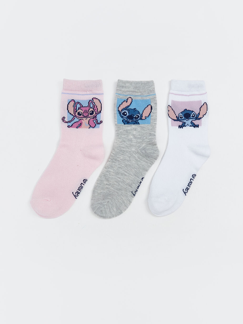 Stitch Patterned Girls' Ankle Socks 3-packs