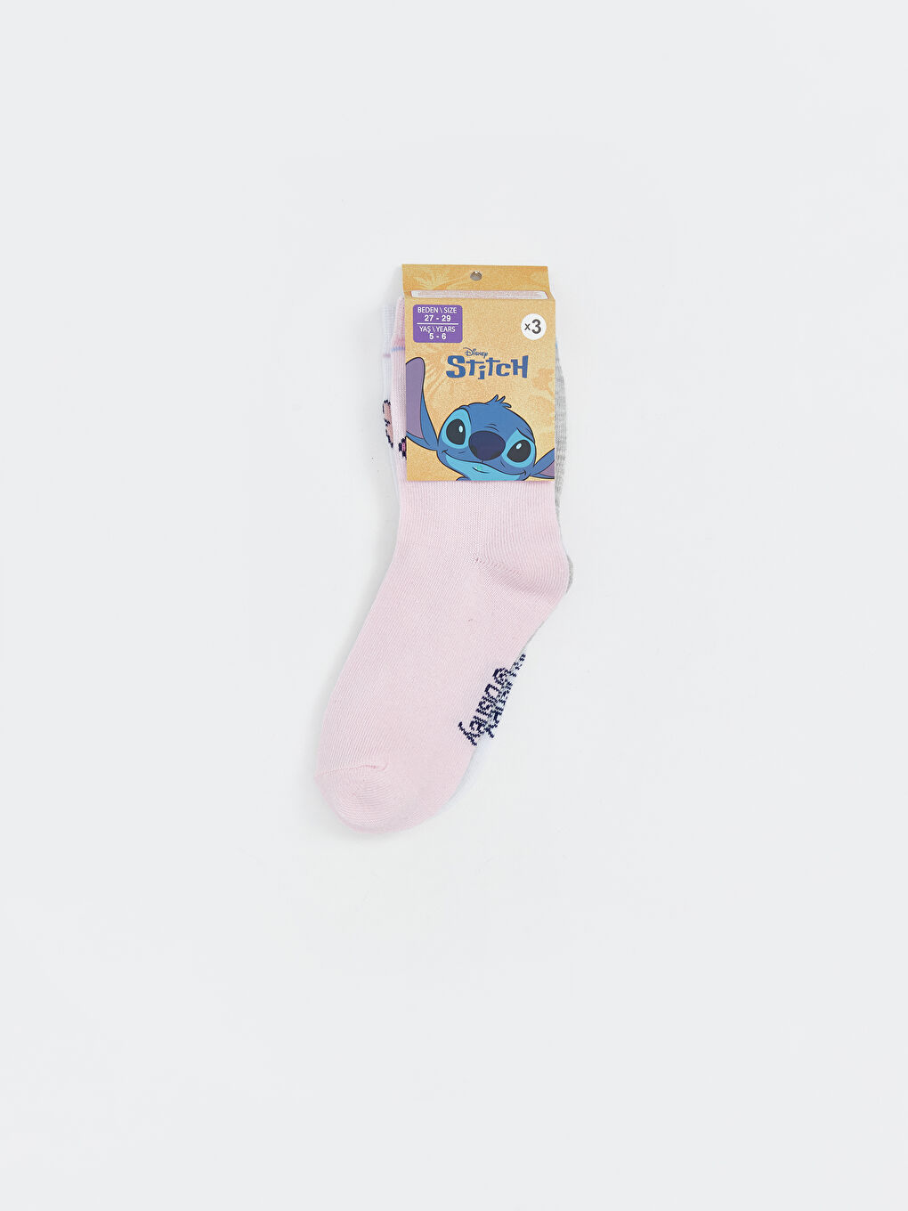 Stitch Patterned Girls' Ankle Socks 3-packs-2