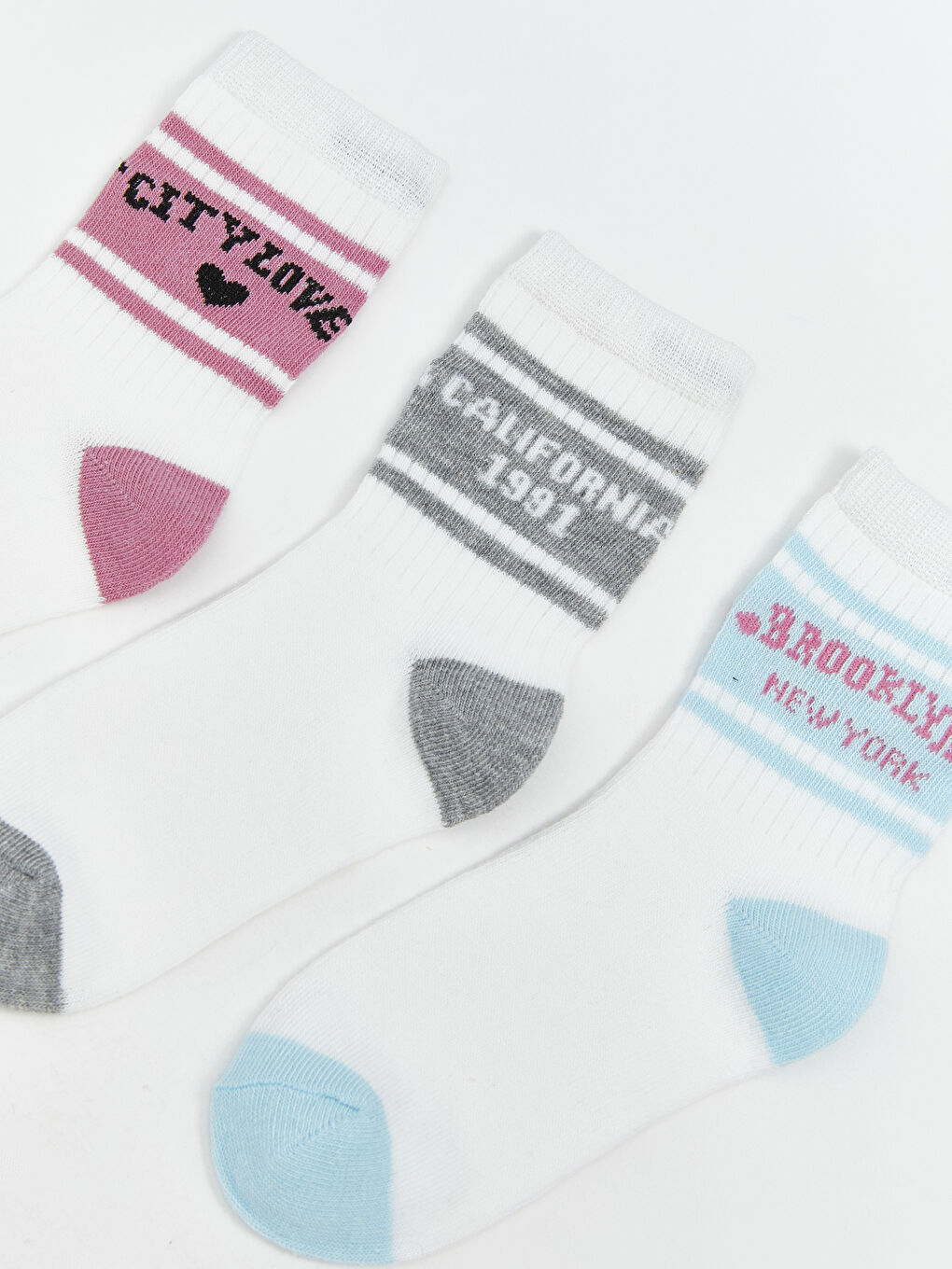 Ekru Desenli Kız Çocuk Soket Çorap 5'li-1