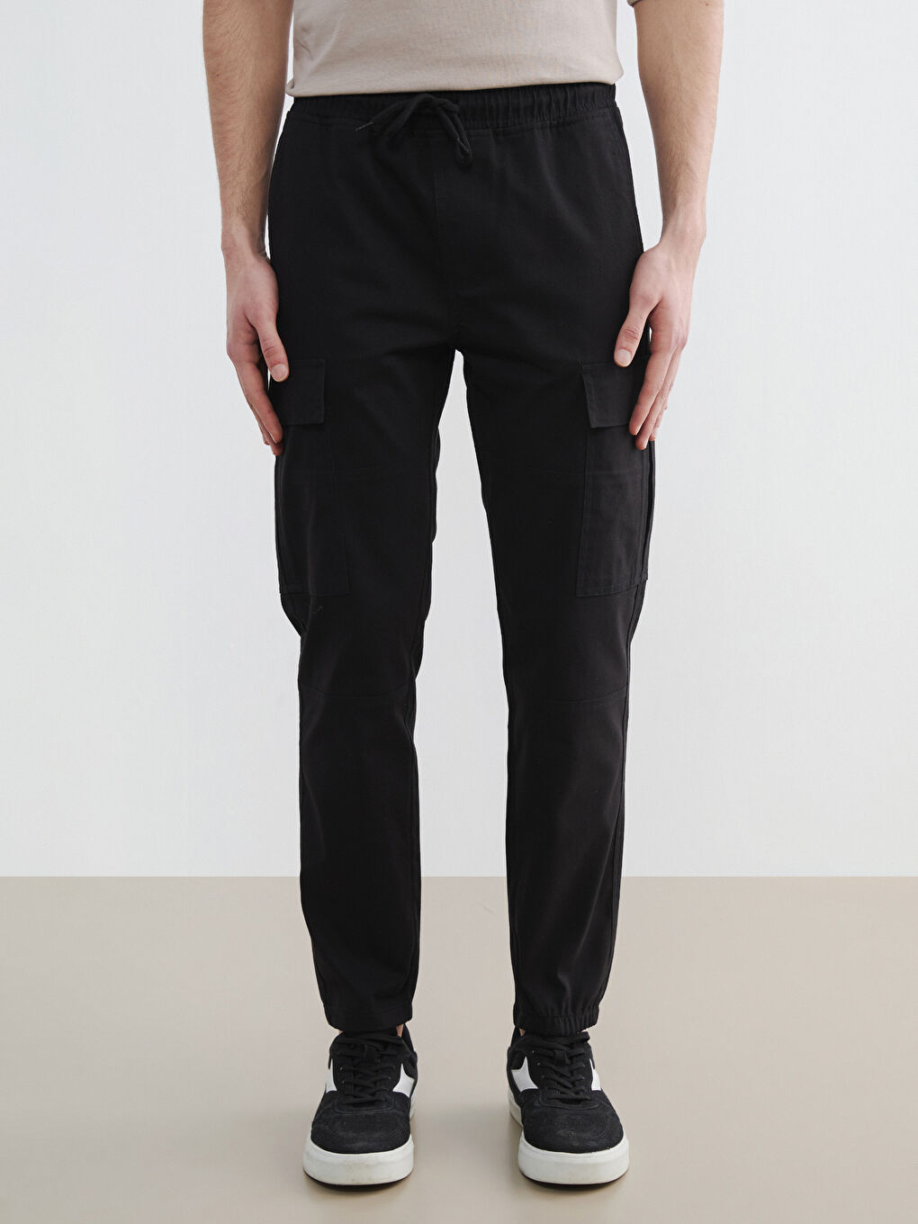Man BLACK Cargo Trousers-1
