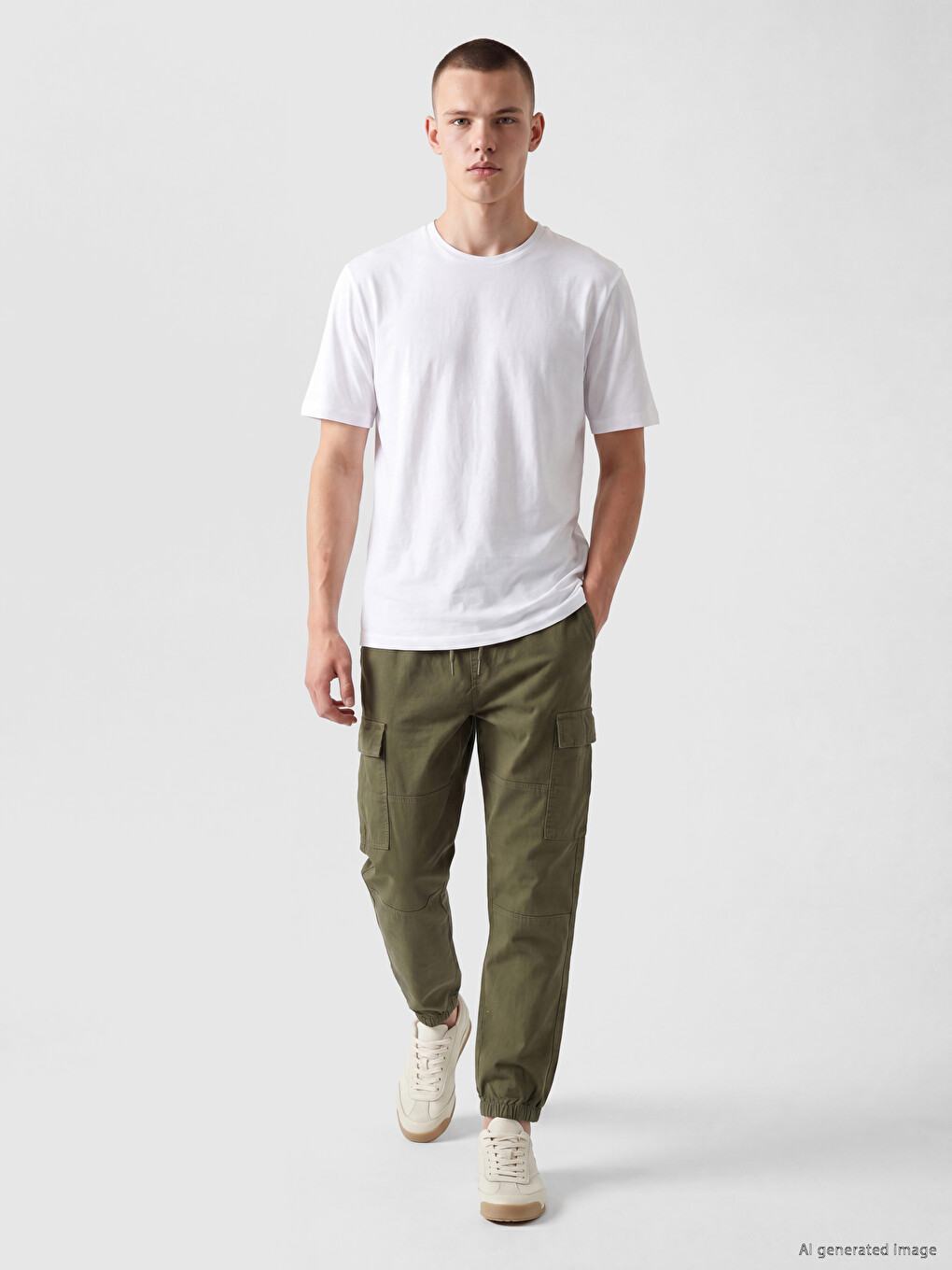 Regular Fit Gabardine Men's Cargo Trousers-1