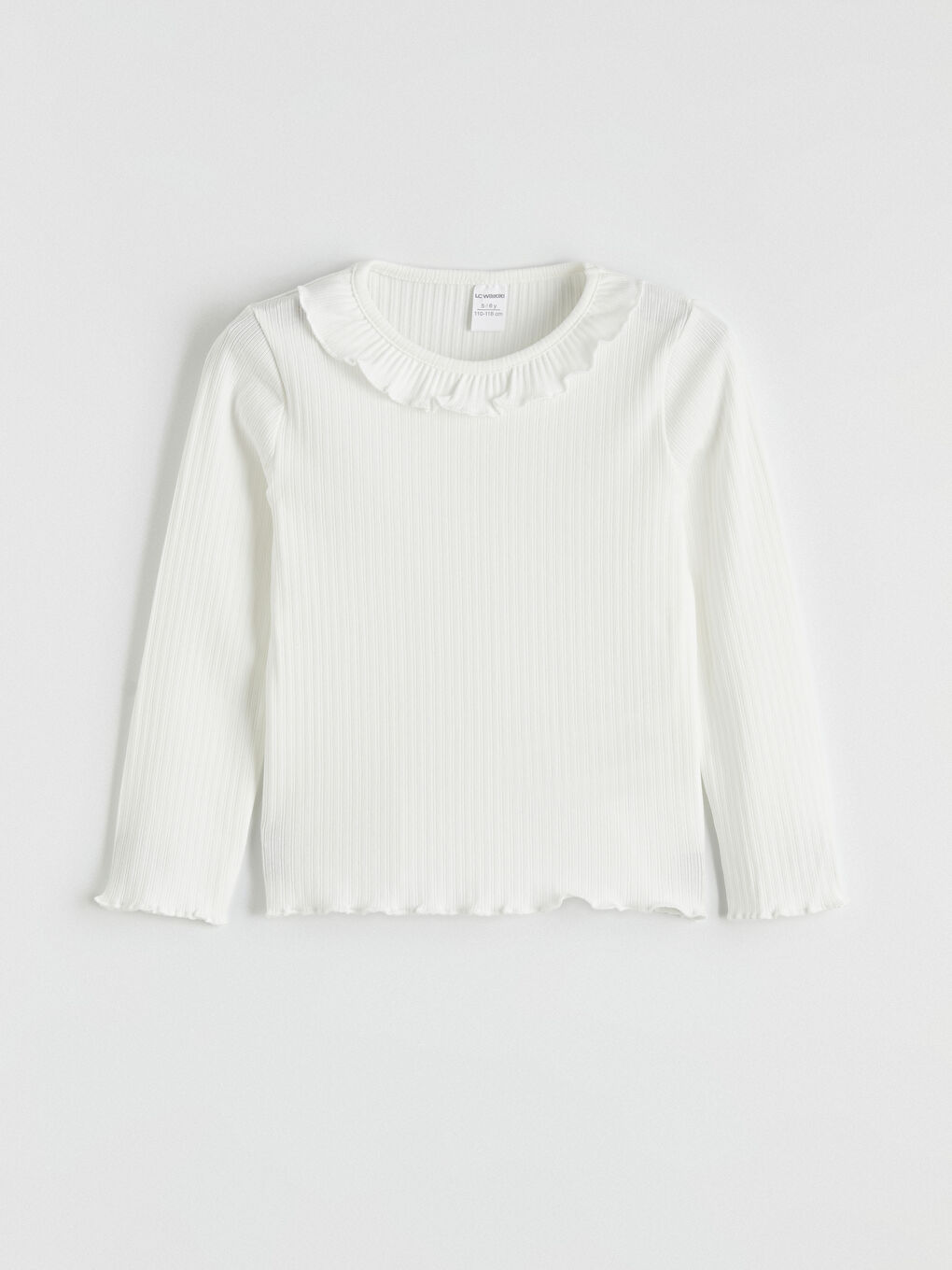 Majica sa okruglim izrezom za devojčice od rebraste tkanine