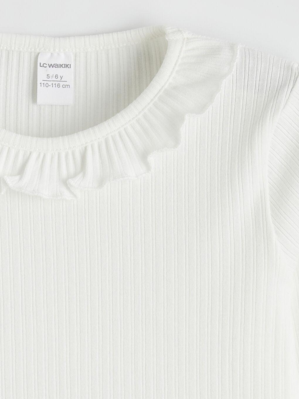 Majica sa okruglim izrezom za devojčice od rebraste tkanine-1