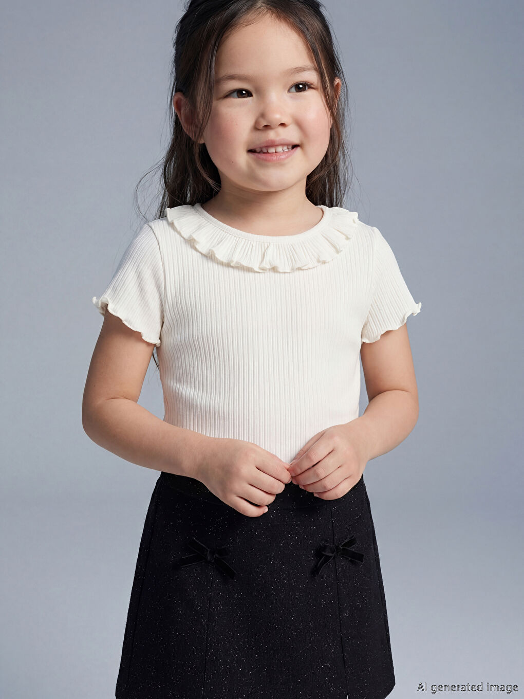 Блузка для девочек с воротником Питер Пэн из рифленой ткани
