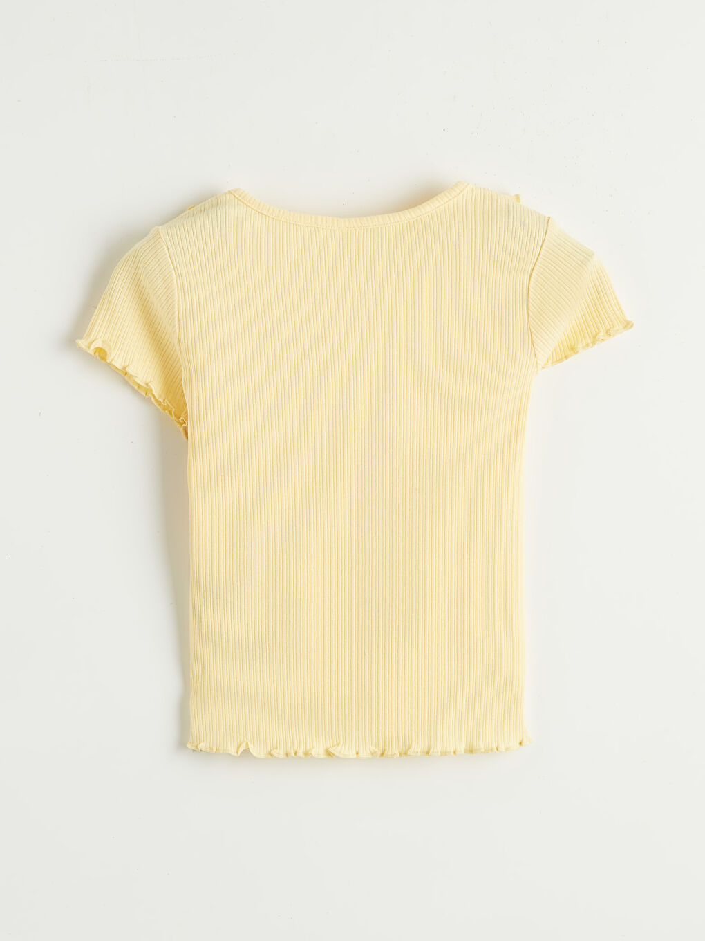 Rebrasta majica sa okruglim izrezom za devojčice sa karner detaljima-1