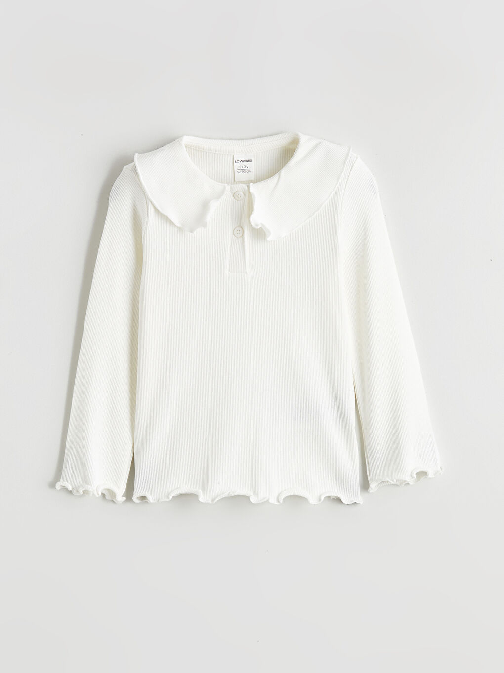 Ekru Bebe Yaka Fırfırlı Kız Çocuk Bluz