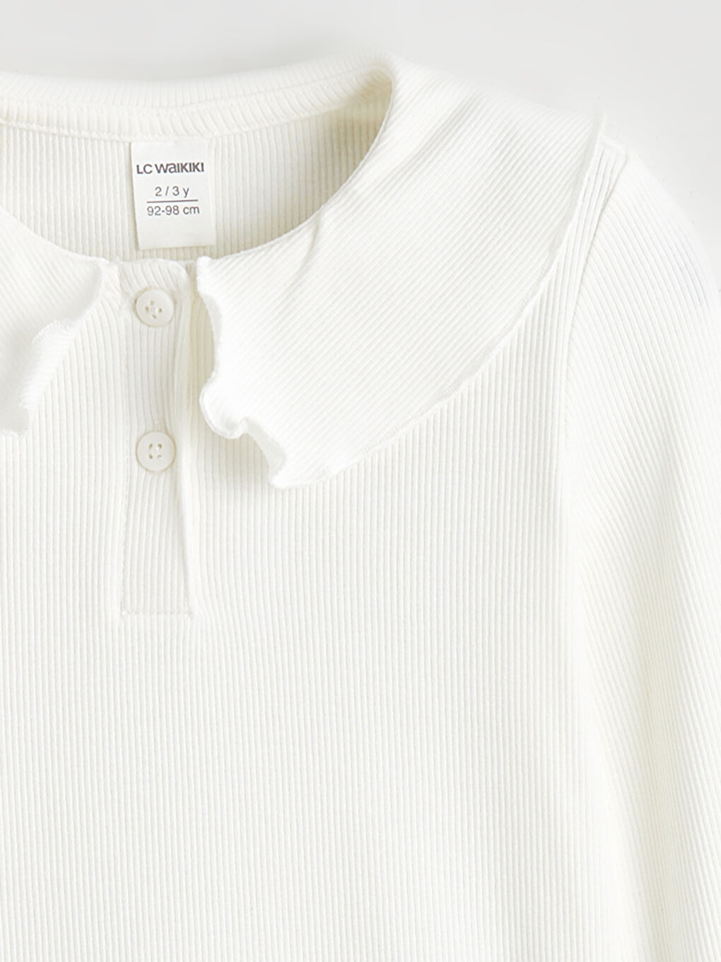 Ekru Bebe Yaka Fırfırlı Kız Çocuk Bluz-1