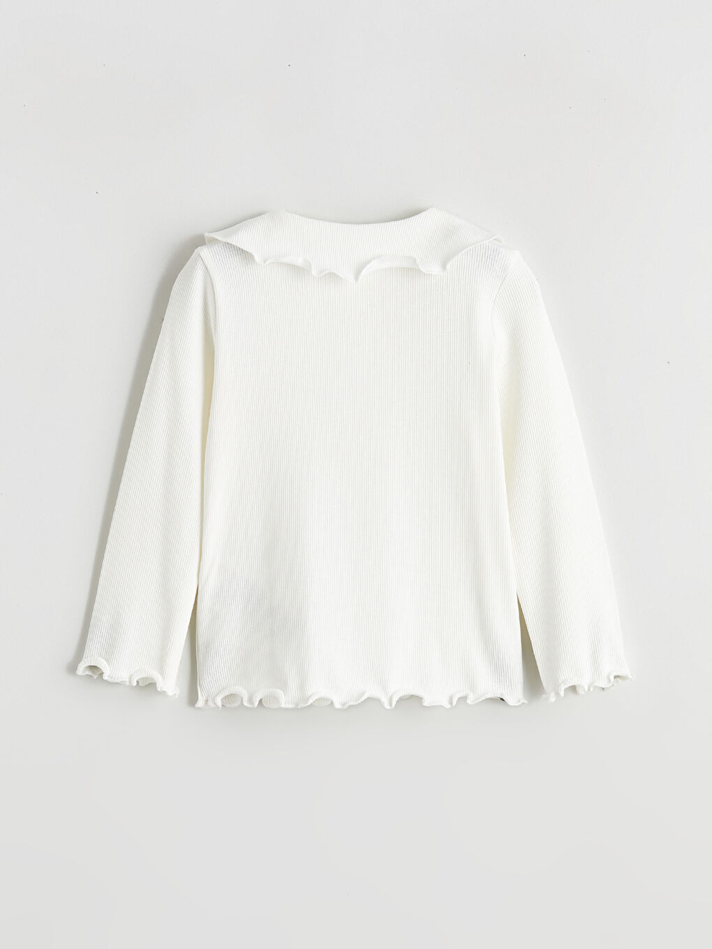 Ekru Bebe Yaka Fırfırlı Kız Çocuk Bluz-2