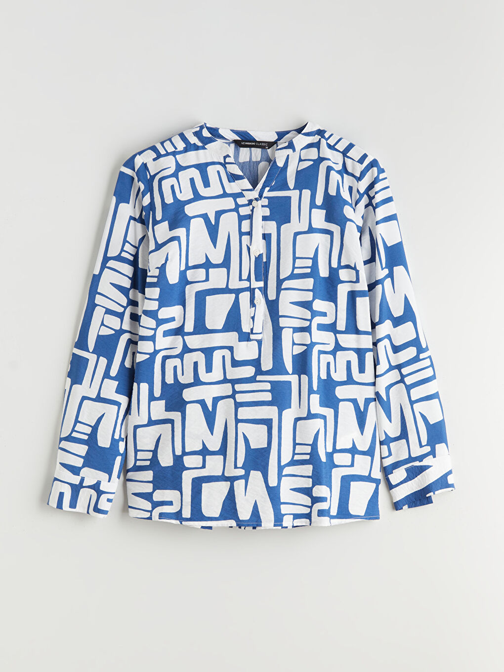 Asymmetrical Neckline Patterned Blouse-4