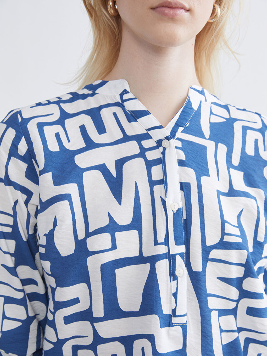 Asymmetrical Neckline Patterned Blouse-2