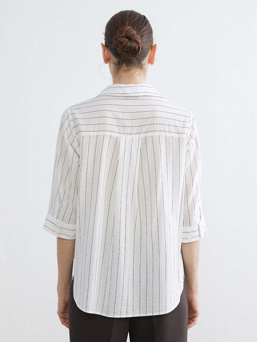 Striped Blouse with a Collared Neckline-3