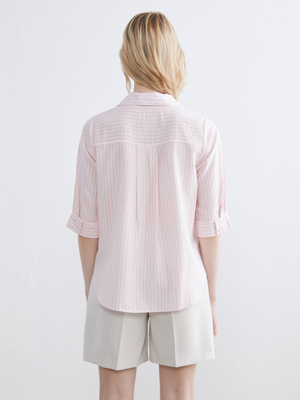 Striped Blouse with a Collared Neckline-3