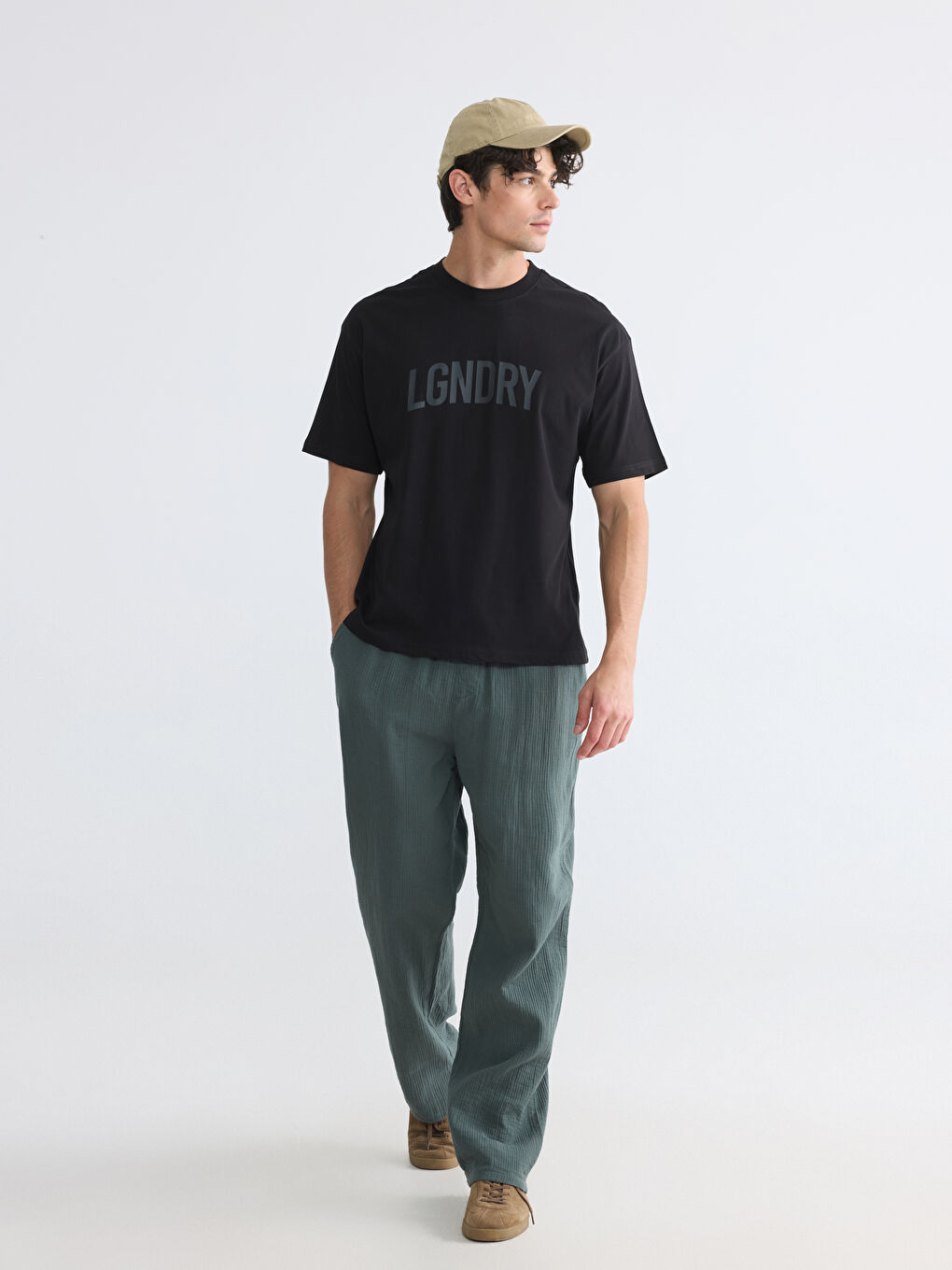 Relaxed Fit Muslin Men's Textured Trousers