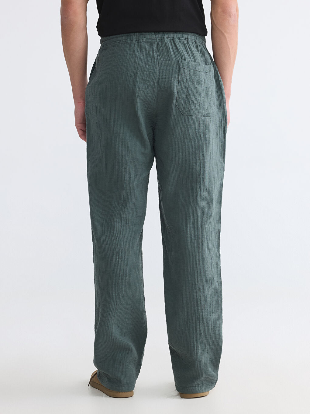 Relaxed Fit Muslin Men's Textured Trousers-3
