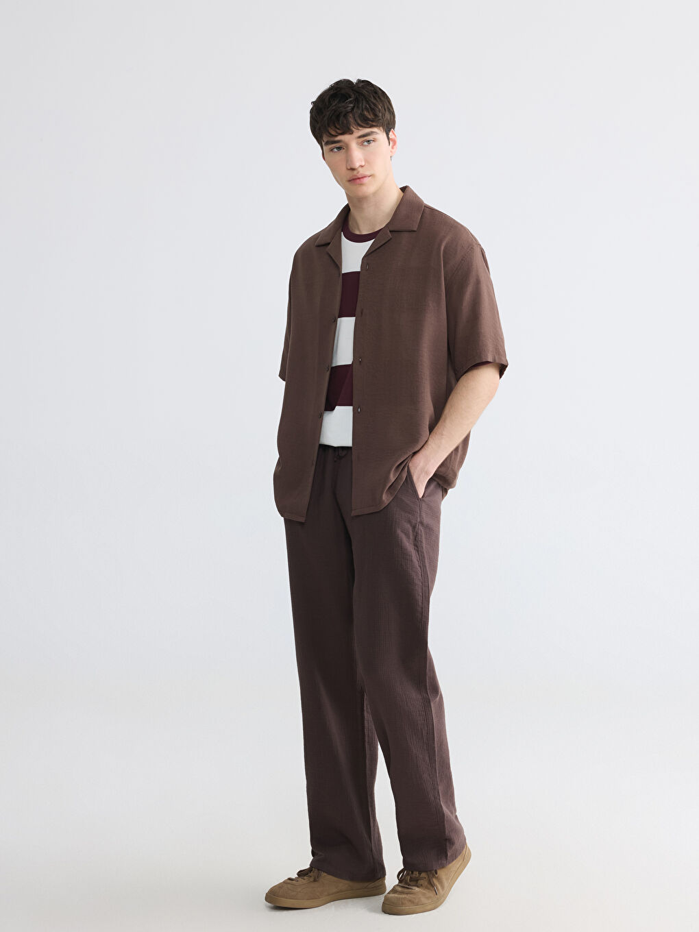 Relaxed Fit Muslin Men's Textured Trousers