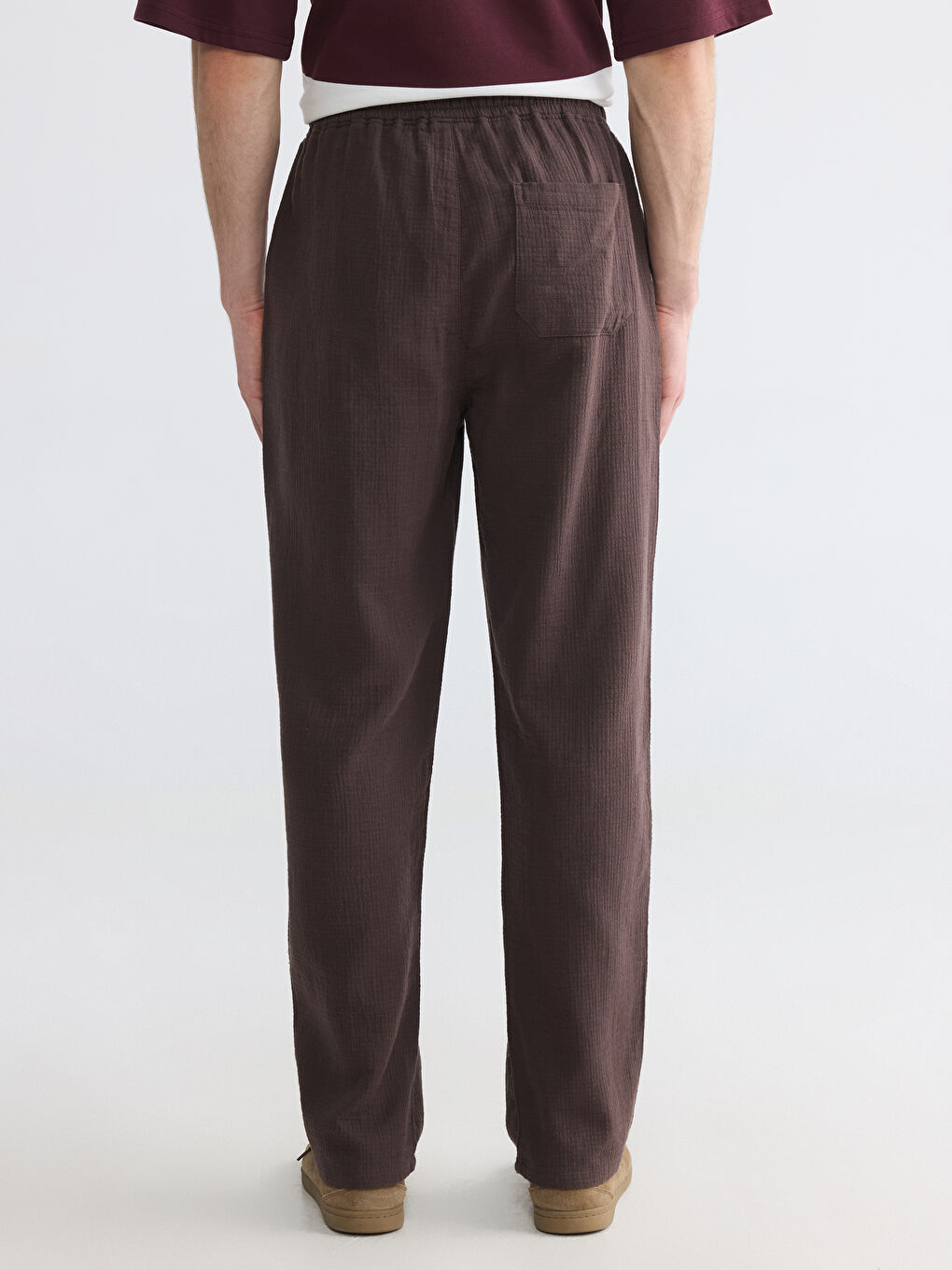 Relaxed Fit Muslin Men's Textured Trousers-3