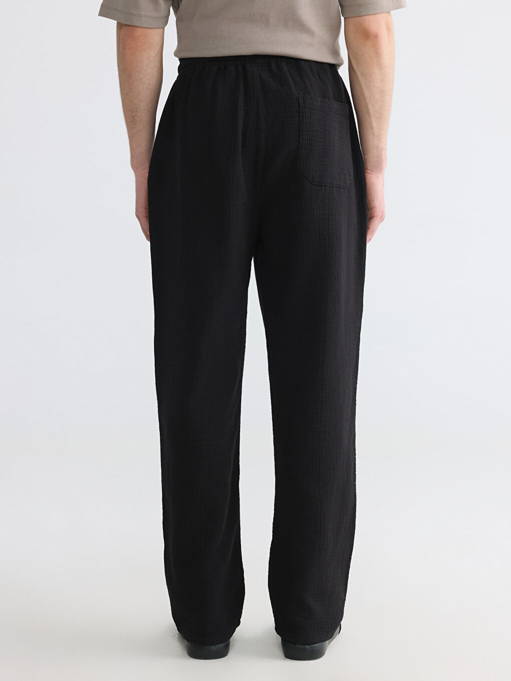 Relaxed Fit Muslin Men's Textured Trousers-3