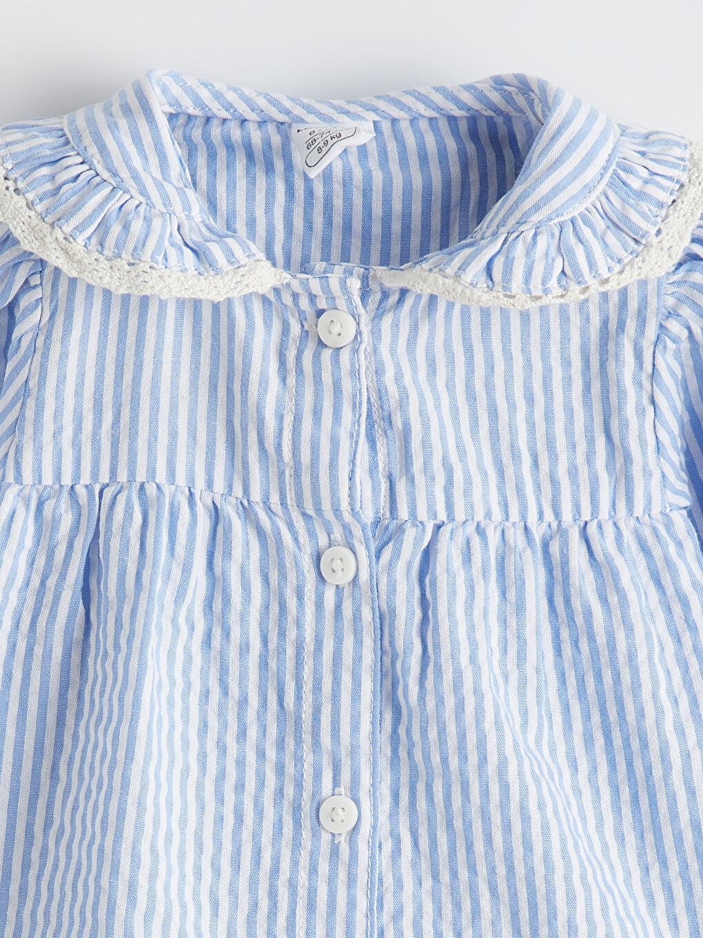 Striped Peter Pan Collar Ruffled Dress for Baby Girls-1