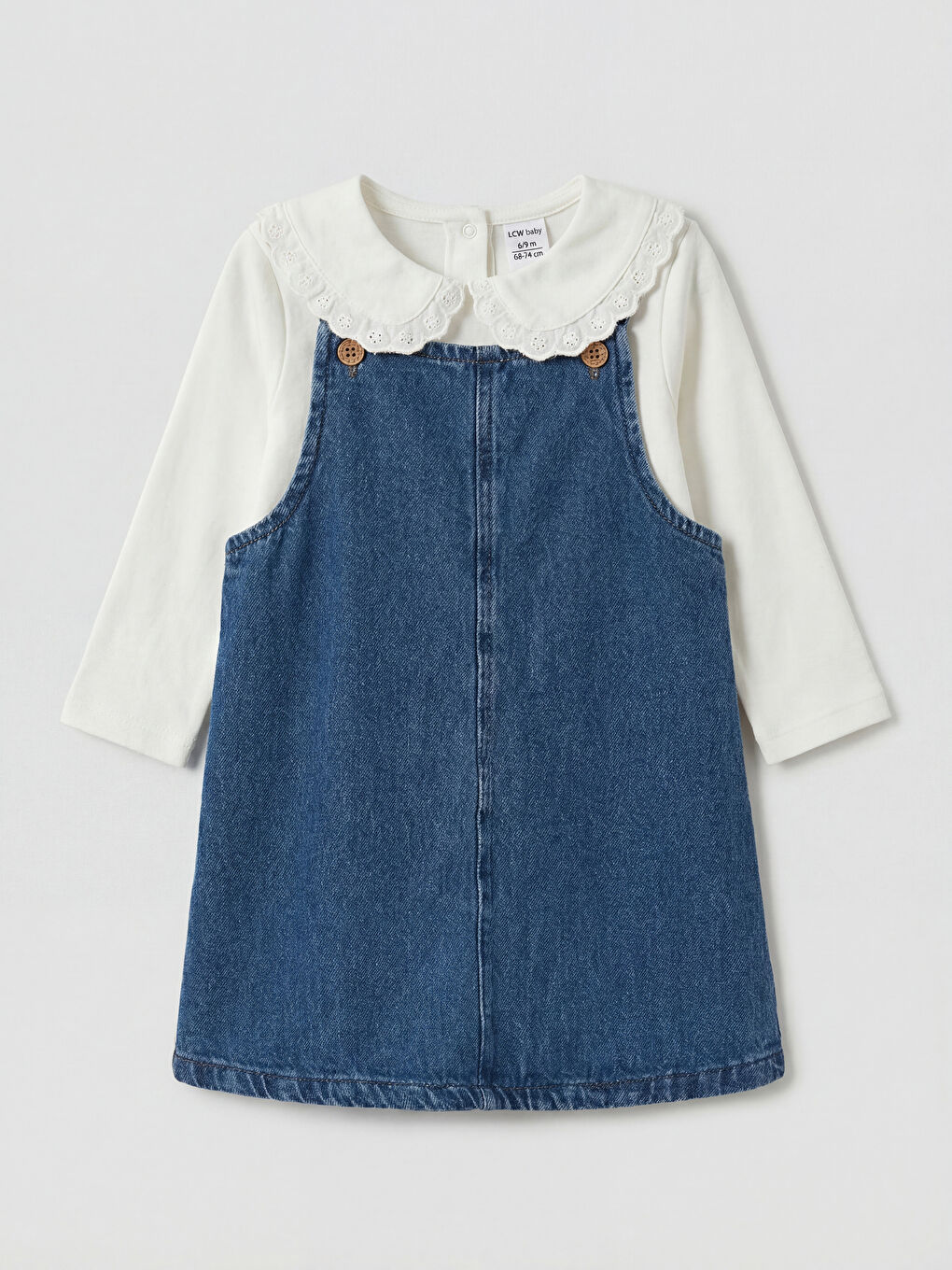 Baby Girls' Denim Pinafore Dress and T-shirt-1