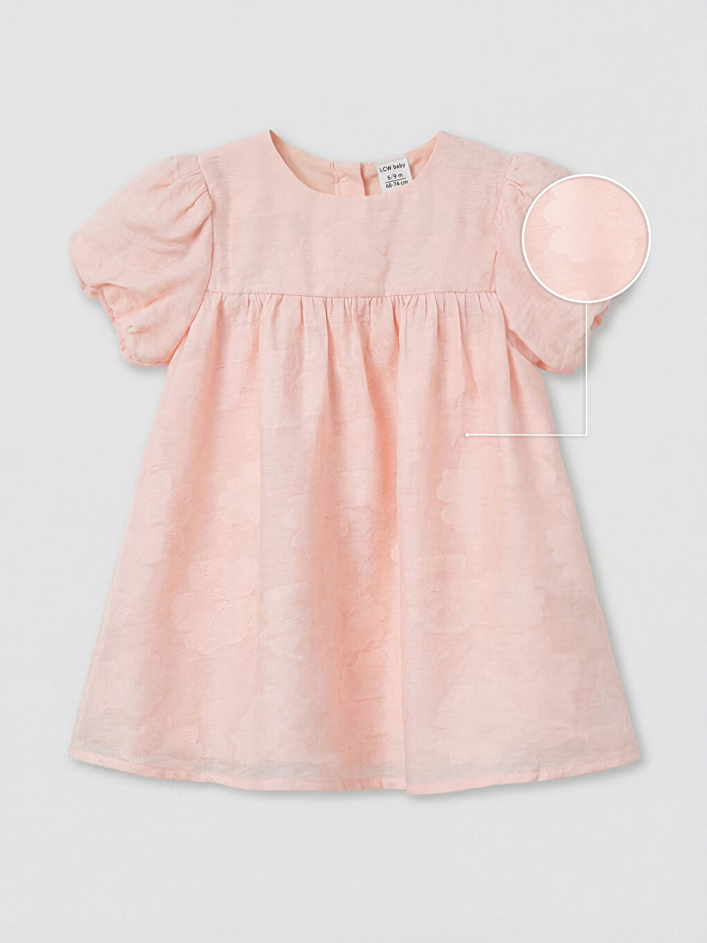 Pembe Bisiklet Yaka Desenli Kız Bebek Elbise