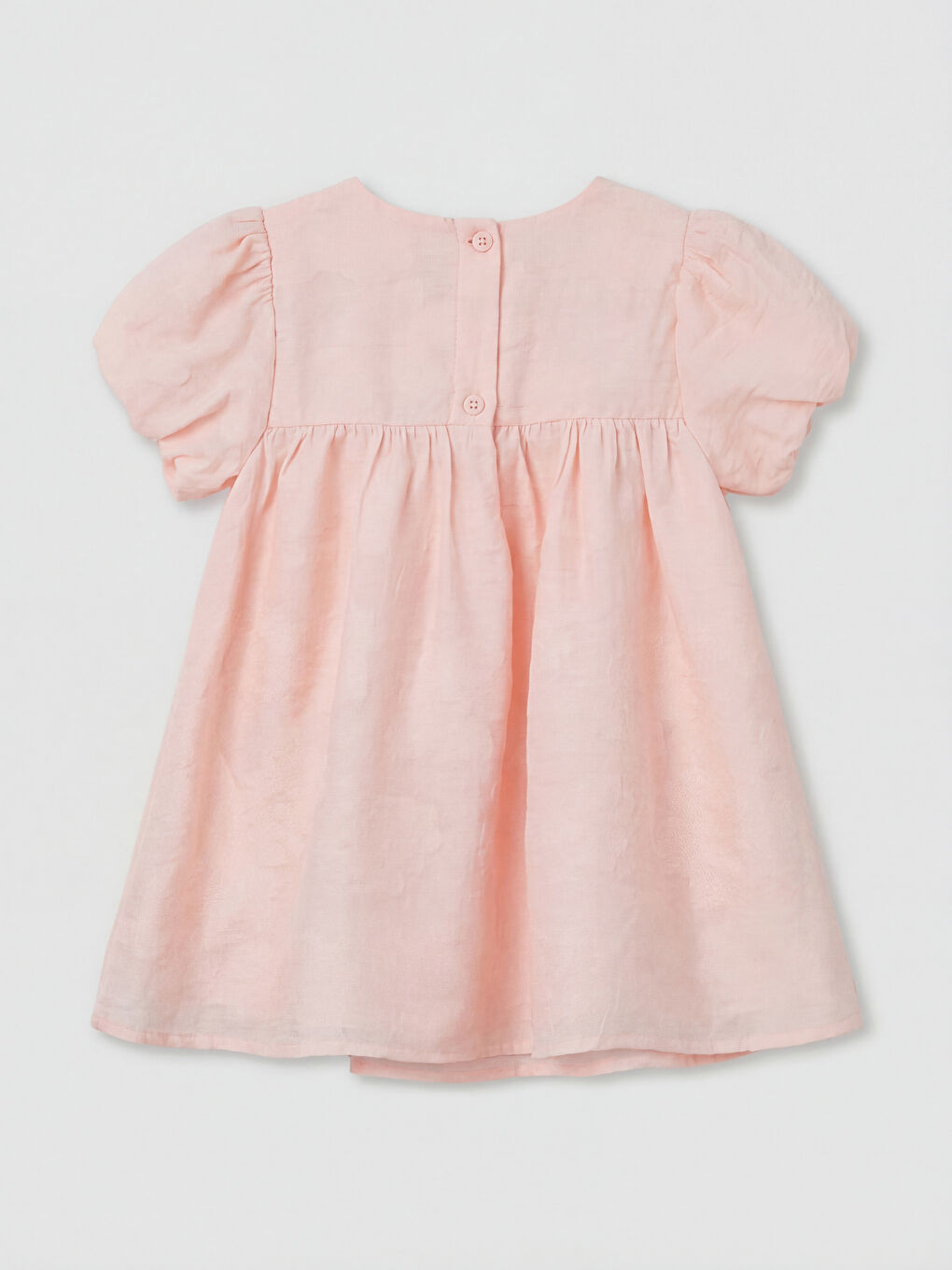 Pembe Bisiklet Yaka Desenli Kız Bebek Elbise-1