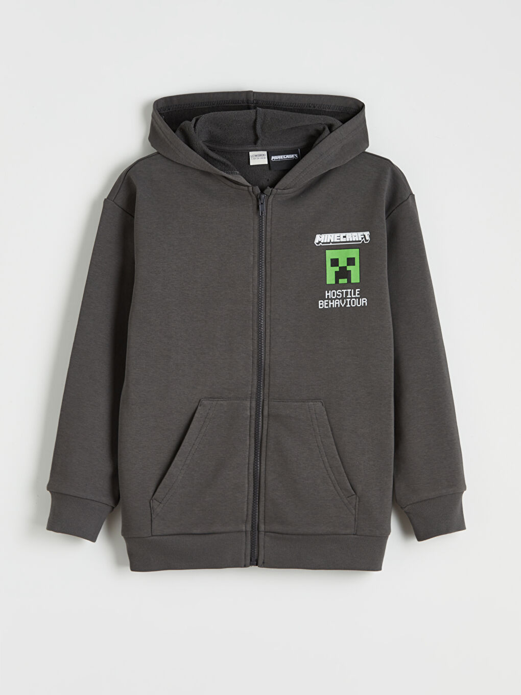 Antrasit Minecraft Baskılı Erkek Çocuk Fermuarlı Sweatshirt-1