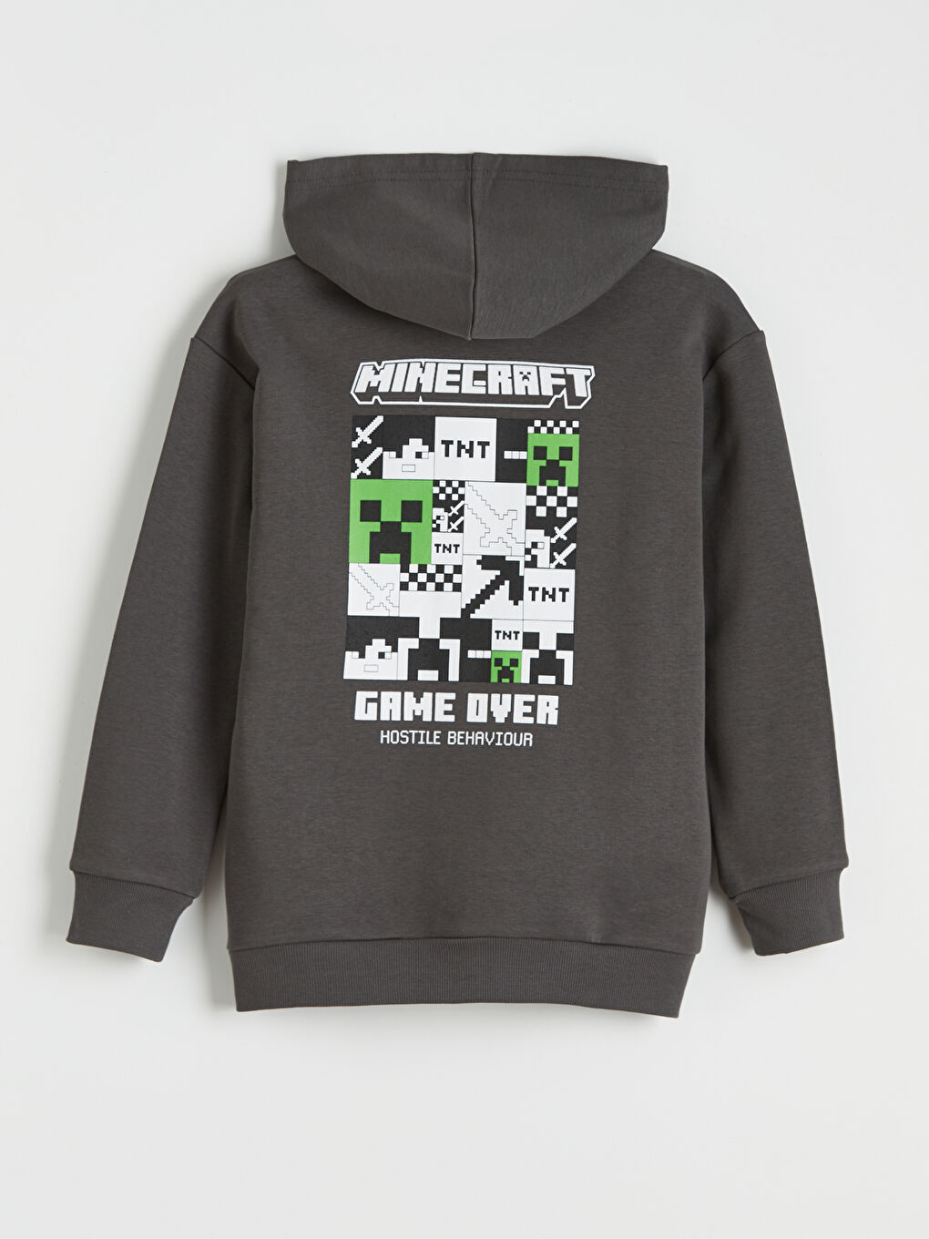 Antrasit Minecraft Baskılı Erkek Çocuk Fermuarlı Sweatshirt-2