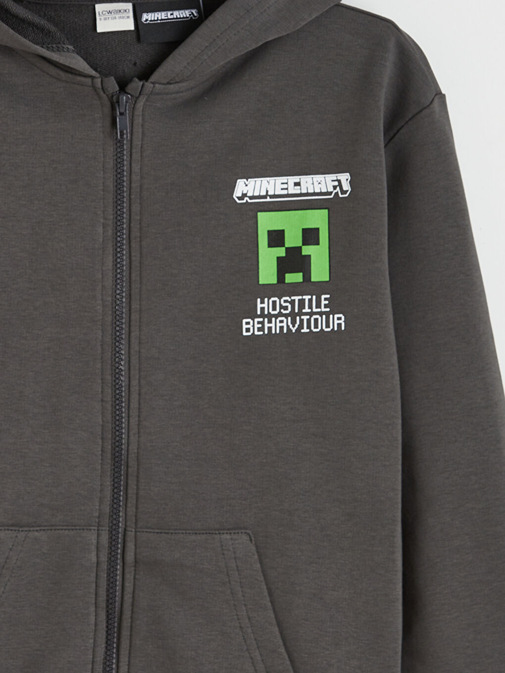 Antrasit Minecraft Baskılı Erkek Çocuk Fermuarlı Sweatshirt-3