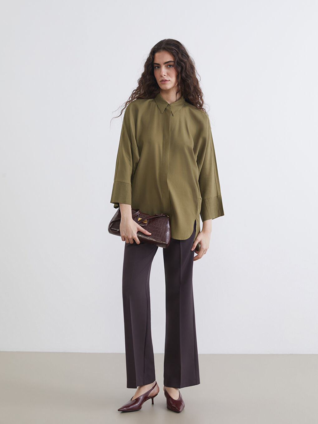 Linen Blend Oversize Women's Shirt Tunic-1