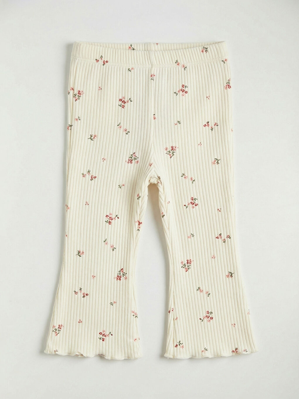 Ekru Çiçekli İspanyol Paça Kız Bebek Tayt